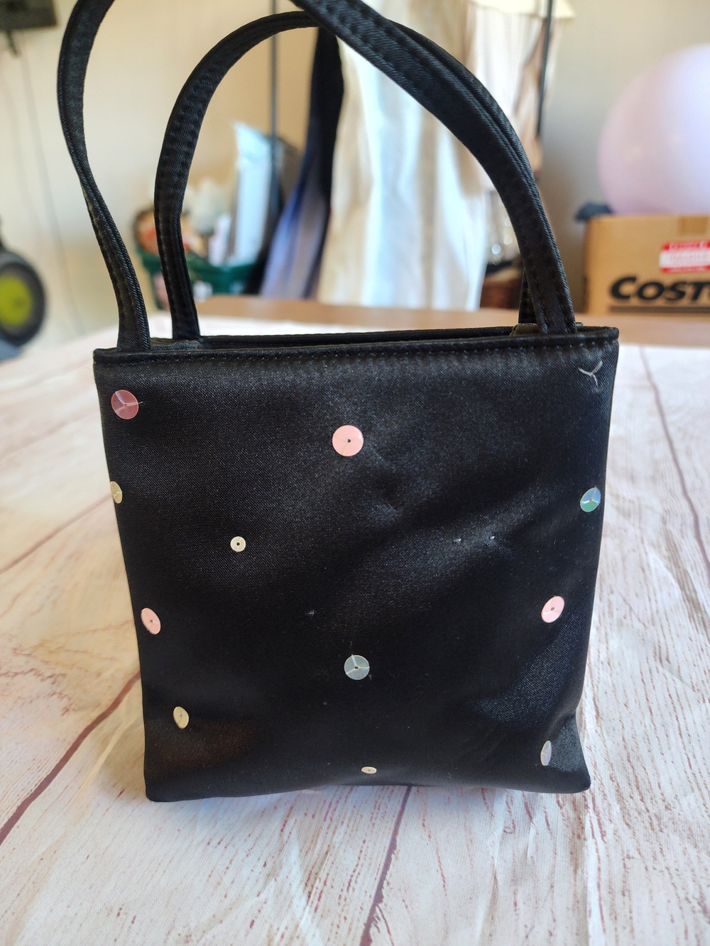 Esprit Black Mini Tote with Iridescent Sequin Dots